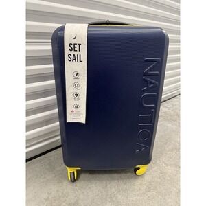 Nautica marina 25" hardside spinner luggage in navy/yellow ORG $320 Excellent Co